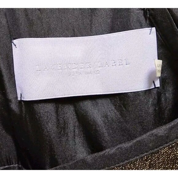 Vera Wang Lavender Label Dress Size 6 Gold Metallic with Black Lace - Picture 6 of 10